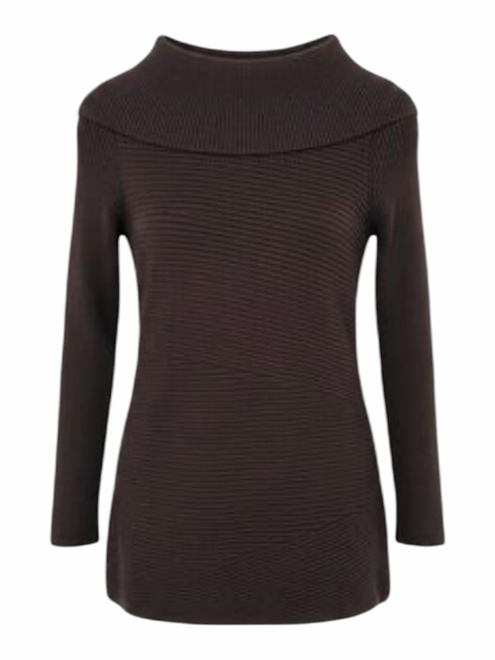 Alfani Petite Brown with Gold Shimmer Textured Cowl Neck Sweater P/M